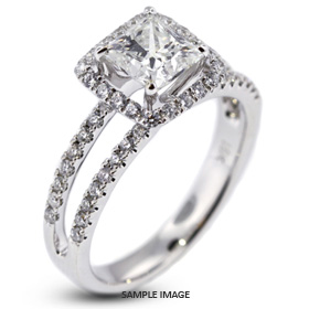 18k White Gold Halo Engagement Ring 1.99 carat total E-SI1 Princess Cut Diamond