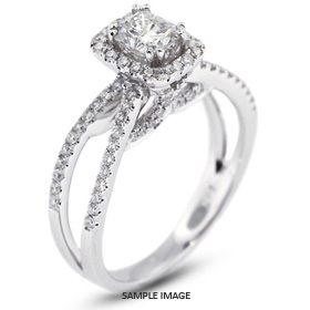 18k White Gold Halo Engagement Ring 1.59 carat total F-SI2 Rectangular Radiant Cut Diamond