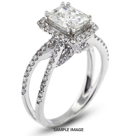 18k White Gold Halo Engagement Ring 2.57 carat total D-VS2 Rectangular Radiant Cut Diamond