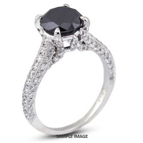 18k White Gold Engagement Ring 2.33 carat total Black Round Brilliant Diamond
