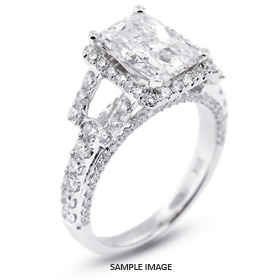 18k White Gold Halo Engagement Ring 3.93 carat total H-VS2 Rectangular Radiant Cut Diamond
