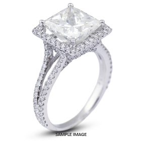 18k White Gold Halo Engagement Ring 4.48 carat total F-SI3 Square Radiant Cut Diamond