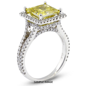 18k White Gold Halo Engagement Ring 2.92 carat total Yellow-SI1 Princess Cut Diamond