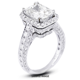 18k White Gold Vintage Halo Engagement Ring Setting with Diamonds (4.86ct. tw.)