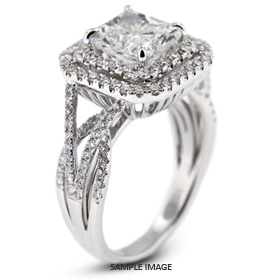 18k White Gold Vintage Halo Engagement Ring 3.97 carat total G-VS1 Princess Cut Diamond
