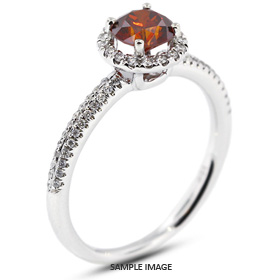 18k White Gold Halo Engagement Ring 1.06 carat total Red-VS2 Round Brilliant Diamond