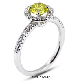 18k White Gold Halo Engagement Ring 1.71 carat total Yellow-VS2 Round Brilliant Diamond