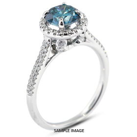 18k White Gold Halo Engagement Ring 1.77 carat total Blue-I1 Round Brilliant Diamond