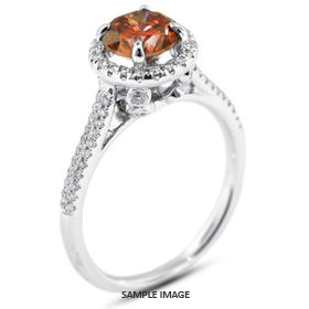 18k White Gold Halo Engagement Ring 1.12 carat total Red-SI1 Round Brilliant Diamond