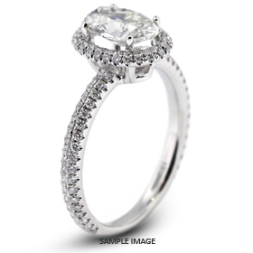 18k White Gold Halo Engagement Ring 1.97 carat total E-VS2 Oval Shape Diamond