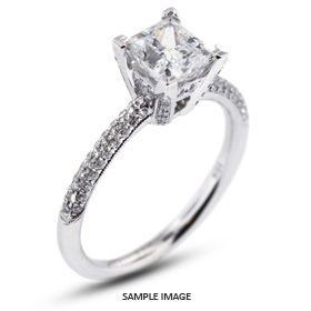18k White Gold Engagement Ring 1.68 carat total D-VS1 Square Radiant Cut Diamond