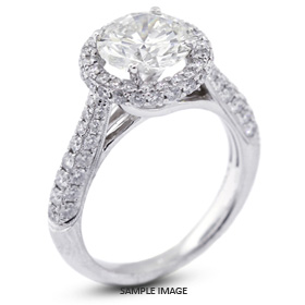18k White Gold Halo Engagement Ring 3.74 carat total F-I1 Round Brilliant Diamond