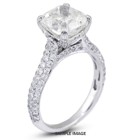 18k White Gold Engagement Ring 5.04 carat total F-VS1 Square Cushion Cut Diamond