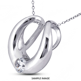 18k White Gold Solid Style 'U' Shape Style Solitaire Pendant 0.53 carat D-SI1 Round Brilliant Diamond