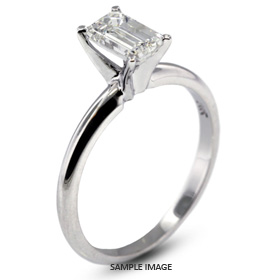 14k White Gold Classic Style Solitaire Engagement Ring 1.01ct D-VS1 Emerald Cut Diamond