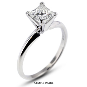 14k White Gold Classic Style Solitaire Engagement Ring 0.52ct F-VS1 Princess Cut Diamond