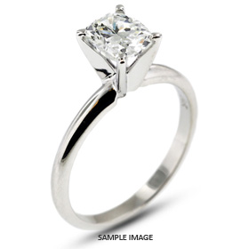 14k White Gold Classic Style Solitaire Engagement Ring 1.37ct E-SI1 Rectangular Cushion Cut Diamond
