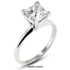 14k White Gold Classic Style Solitaire Engagement Ring 1.71ct F-VS2 Princess Cut Diamond