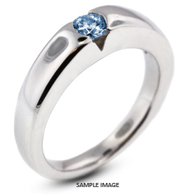 14k White Gold Tension Style Solitaire Engagement Ring 0.53ct Blue-SI3 Round Brilliant Diamond