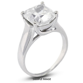 14k White Gold Trellis Style Solitaire Engagement Ring 4.01ct F-SI1 Square Cushion Cut Diamond