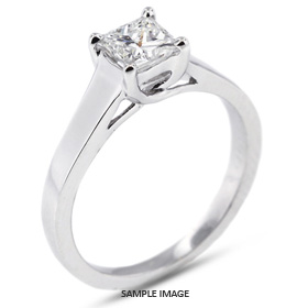 14k White Gold Trellis Style Solitaire Engagement Ring 0.88ct E-SI1 Square Radiant Cut Diamond