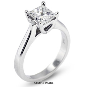 14k White Gold Cathedral Style Solitaire Engagement Ring 2.56ct G-SI3 Princess Cut Diamond