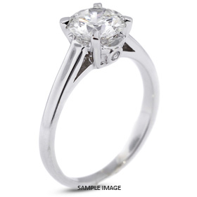 14k White Gold Basket Style Solitaire Engagement Ring 2.34ct F-VS1 Round Brilliant Diamond