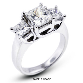 Platinum Gold Three Stone Trellis Ring 2.85 carat total F-SI2 Princess Cut Diamond